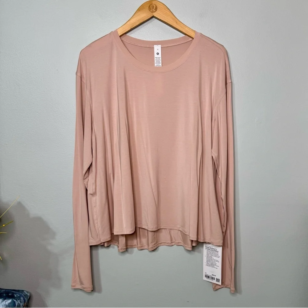 Lululemon Modal Relaxed Fit Long Sleeve Shirt Misty Shell Size 12 NWT